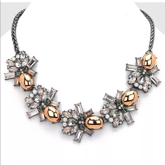 Jewelry - Gunmetal Opal Copper Gold Crystal Beetle Necklace